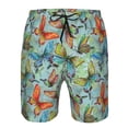thumbnail image 4 of Kdxio Retro Flying Butterflies Pattern Mens Casual Shorts - Drawstring Summer Beach Sports Shorts for Men, 4 of 9