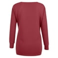 thumbnail image 4 of ibuvkizy Womens Long Sleeve Tops,Shirts for Women,Oversized Tshirts Shirts for Women Solid Workout Sweatshirts Casual Basic Long Sleeve Shirt Classic V-Neck Tops Wine,M, 4 of 4