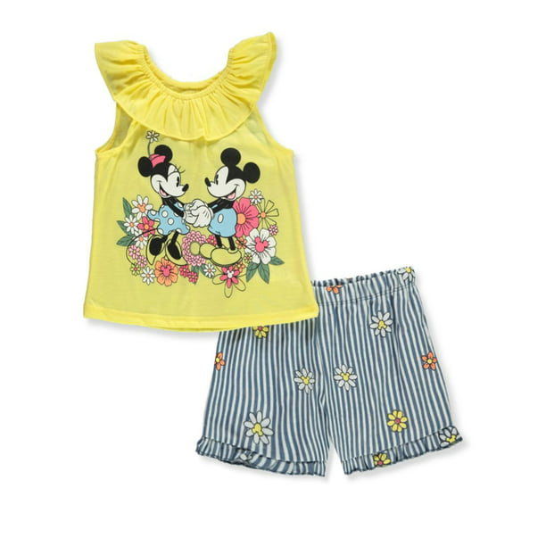 Disney Minnie Mouse Girls' 2-Piece Mickey Shorts Set Outfit - yellow ...