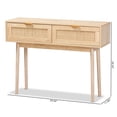 thumbnail image 2 of Baxton Studio Baird Mid-Century Modern Mesa consola con 2 cajones de madera y ratán con acabado marrón claro de roble claro Baxton Studio 193271172009, 2 of 2