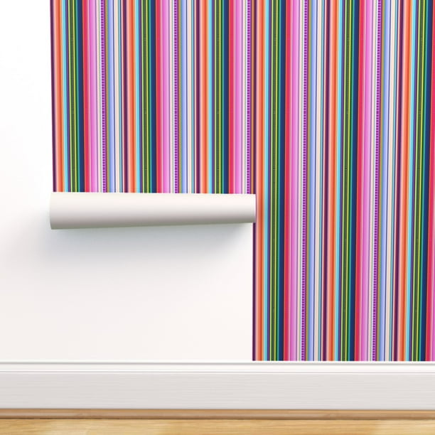 Peel & Stick Wallpaper Swatch - Multicolor Mexican Inspired Stripe
