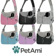 PetAmi Small Dog Sling Carrier, Soft-Sided Crossbody Puppy Carrying Purse Bag, Adjustable Sling Pet Pouch to Wear Medium Dog Cat Travel, Dog Bag for Traveling, Breathable, Poop Bag Dispenser, Pink