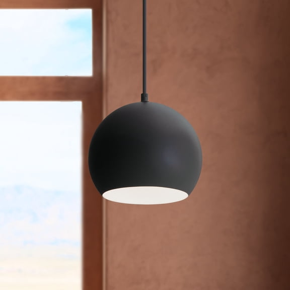 AFX Roxy 7 3/4" Wide Black Metal Dome Mini Pendant Light