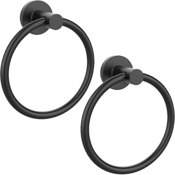 Genreen Black Hand Towel Holder for Bathroom Wall - 180° Swivel Stainless Steel Towel Ring, Modern Anti-Rust Design