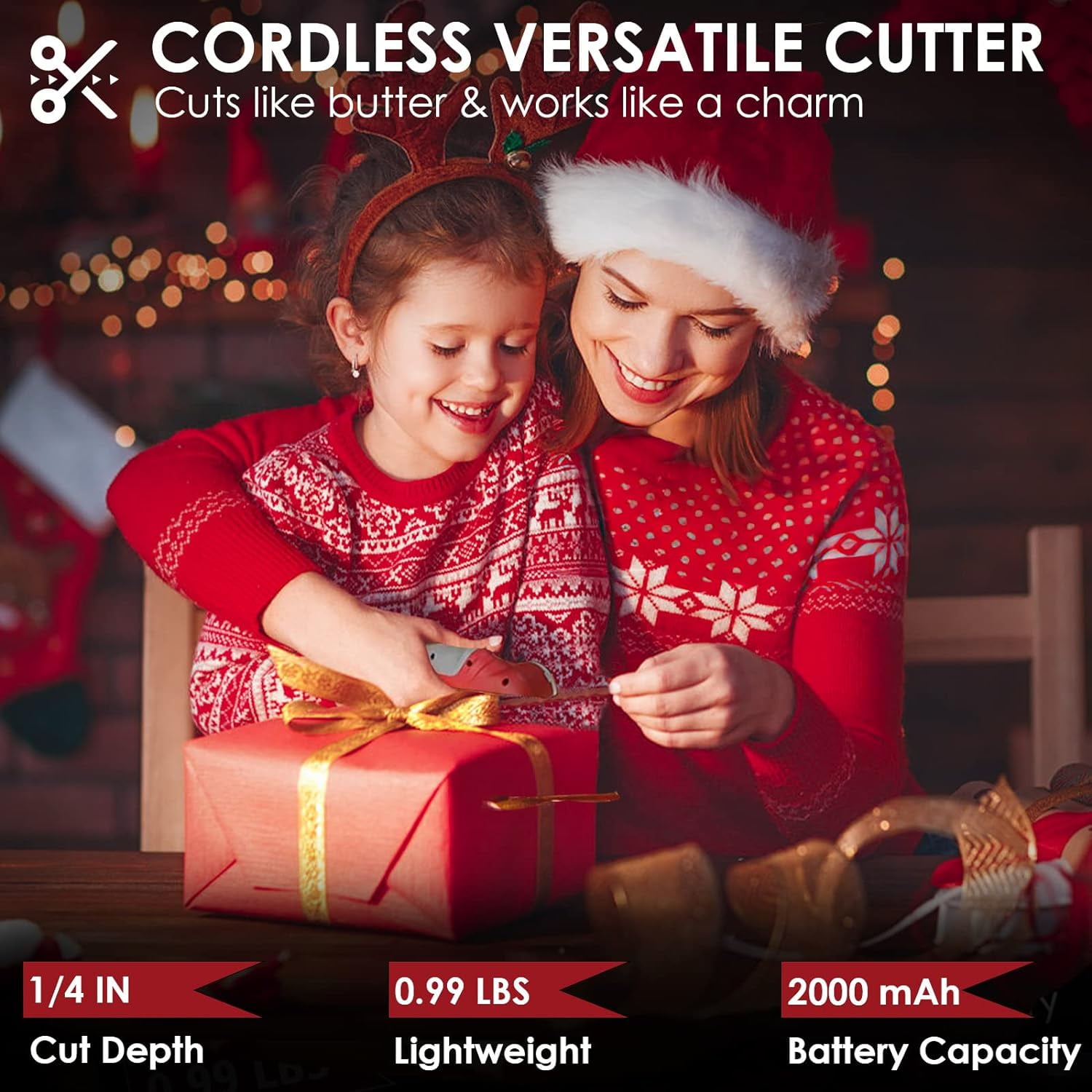 Cordless Electric Scissors, 4V Multi-Cutter with Suitcase, 2000 mAh Cardboard Cutter with Self-sharpening Blade, Power Rotary Scissors for Carpet Leather