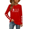 thumbnail image 4 of Christmas Tree Shirt Women Christmas Embroidered Trees Long Sleeve Shirts Gift Xmas Graphic Tee Tops, 4 of 7