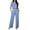 Blue, variant on Vmvidoty Women's 2 Piece Outfits Loose Fit Tops Wide Leg Pants Short Sleeve Lounge Matching Sets Sweatsuits Dark Gray L