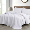 thumbnail image 2 of Chezmoi Collection Wilmer 3-Piece Waffle Quilt Set Queen Size, White, Soft and Cozy Waffle Weave Textured Lightweight Bedspread for All Season Quilt (94x98in) + 2 Standard Pillow Shams, 2 of 9