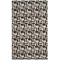 SAFAVIEH Studio Leather Peronel Geometric Area Rug, Grey/Black, 4' x 6'
