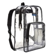 K-Cliffs Unisex Clear Backpack See Through School Bags Basic Transparent Student Bookbag, Black