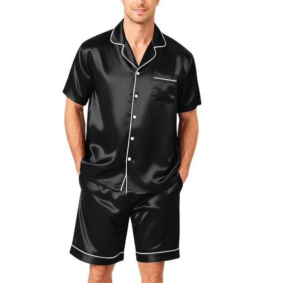 Silk Pajamas for Men Sleepwear Shorts Satin Summer Loungewear Short Sleeve Sleepwear Elegant Lounge Summer Pjs Sets