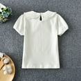 thumbnail image 4 of Gubotare Baby Shirts Toddler Girl T-Shirts Ruffle Short Sleeve Baby Girls Top Basic Solid Ribbed Knite Casual Tees for Little Kid Size 12 18 Months (White,12-18 Months), 4 of 4