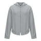 thumbnail image 4 of Blusas de manga larga delgadas de lino para mujer Blusas de túnica con capucha de cuello redondo Tops de cárdigan de otoño Pompotops  FGAJ22519, 4 of 5