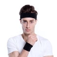 thumbnail image 4 of BEACE Bandas para el sudor Diadema deportiva para hombres y mujeres - Banda para el sudor de tela de rizo de algodón atlético que absorbe la humedad para tenis, baloncesto, correr, gimnasio, hacer eje, 4 of 5