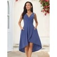 thumbnail image 5 of DARING DIVA Women's Elegant V Neck Sleeveless Midi Wrap Dresses L Blue, 5 of 8