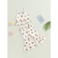 thumbnail image 3 of Bagilaanoe 2Pcs Toddler Baby Girl Long Pants Set Flower Sleeveless Cami Tops + Flare Trousers 6M 12M 18M 24M 3T 4T Kids Casual Outfits, 3 of 8