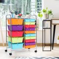 thumbnail image 4 of 15 Drawer Rolling Storage Cart, Drawer Organizer with Wheels, Scrapbook Paper Office School Organizer, Multicolor, 4 of 7