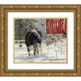 thumbnail image 1 of Mohr, Bonnie 23x20 Gold Ornate Wood Framed with Double Matting Museum Art Print Titled - Cardinal Visitors, 1 of 4