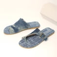 thumbnail image 6 of Samdudou Slide Sandals Open Toe Denim Fabric Toe Ring Flat Thong Summer Casual Beach Pool Ladies Vacation Style Footwear Outdoor Daily Wear Lightweight Soft Trendy Design, 6 of 9