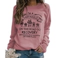 thumbnail image 1 of Sudadera informal para mujer, decoración estampada, manga larga, cuello redondo, Top de poliéster para todas las estaciones, Top dorado rosa, palabras negras XXL, 1 of 5