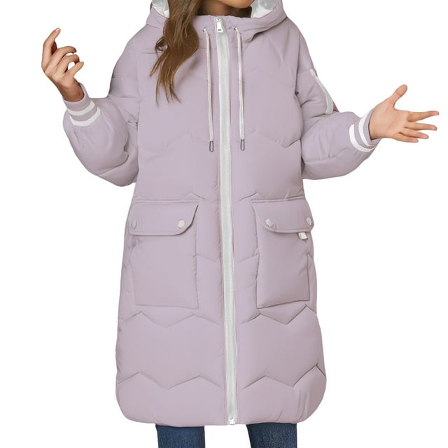Breezora Women's Winter Thick Color Block Puffer Coat Mid Length Quilted Cotton Jacket XXL Size Purple