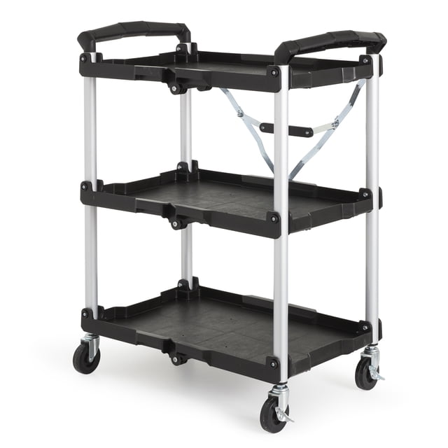 Olympia Tools Pack N Roll Folding Service 150 Lb Capacity 3 Shelf Utility Cart