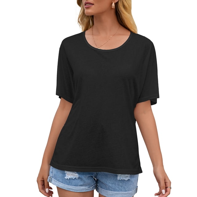 Sonducket Camiseta de mujer, manga corta, cuello redondo, sexy, hueco, top suelto de verano, blanco, M Prendas para la parte del cuerpo Negro M Sonducket AP001234-14