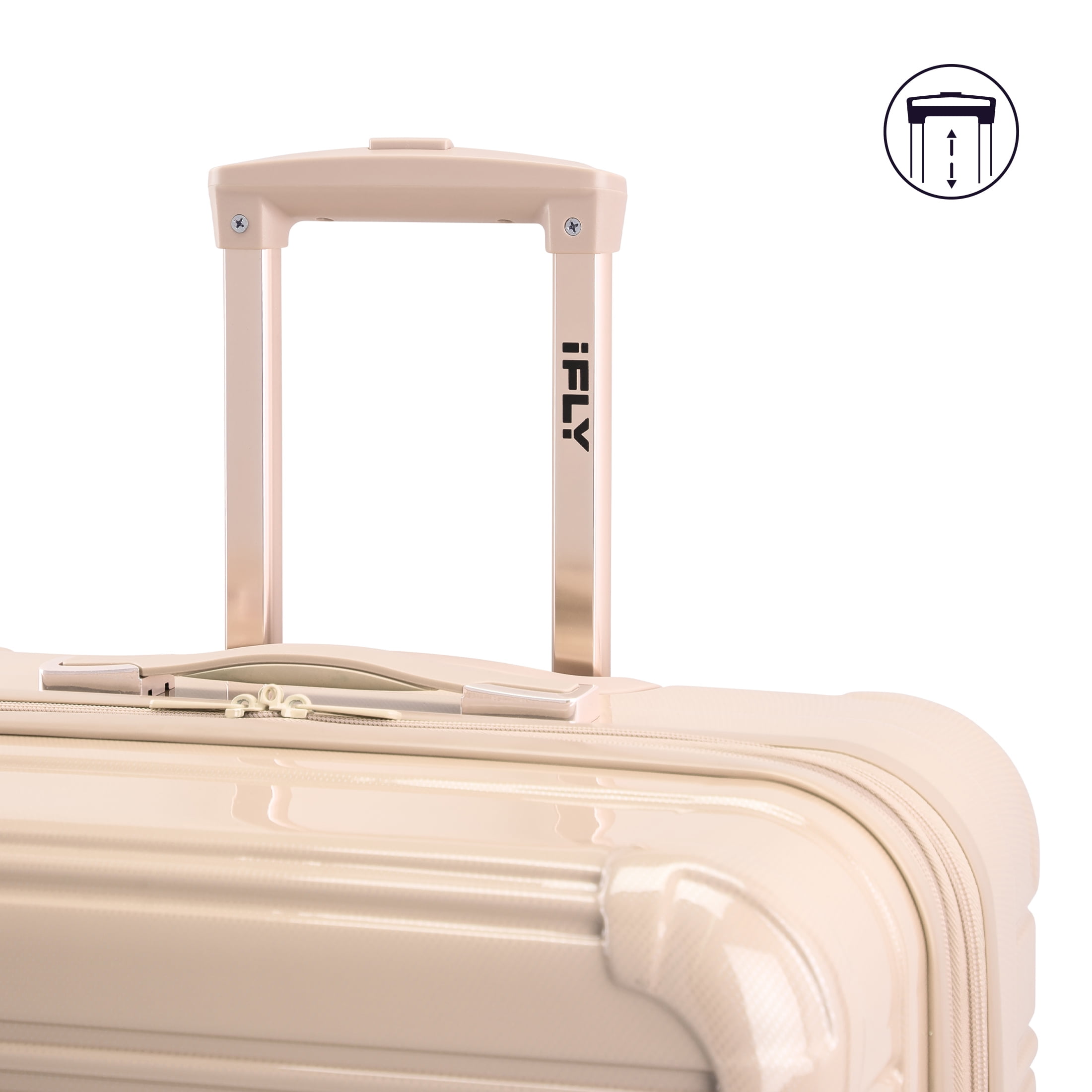 iFLY Hardside Fibertech Luggage 28" Checked Expandable Spinner Luggage for Travel, Champagne