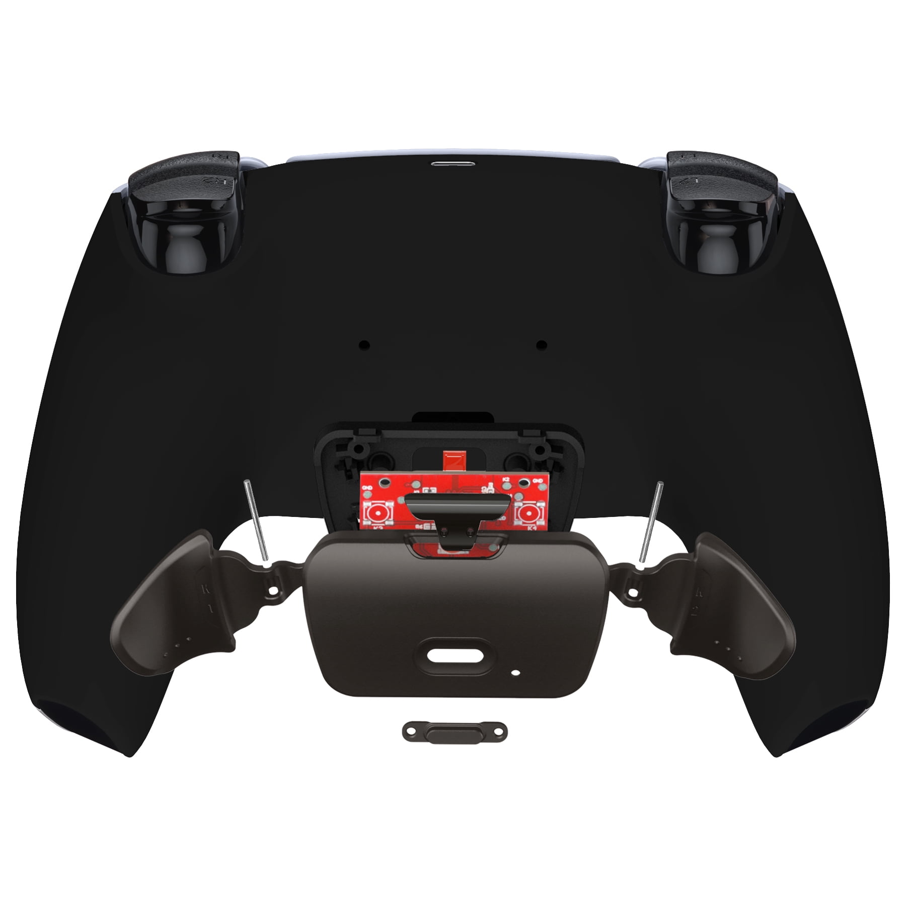 eXtremeRate Black Real Metal Buttons Version Rise Remap Kit Upgrade Board & Back Shell & Back Buttons Set for PS5 Controller