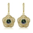 thumbnail image 2 of Gem Stone King 18K Yellow Gold Plated Silver Green Mystic Topaz Flower Dangle Earrings for Women (4.64 Cttw, Gemstone Birthstone, Round 6MM), 2 of 3