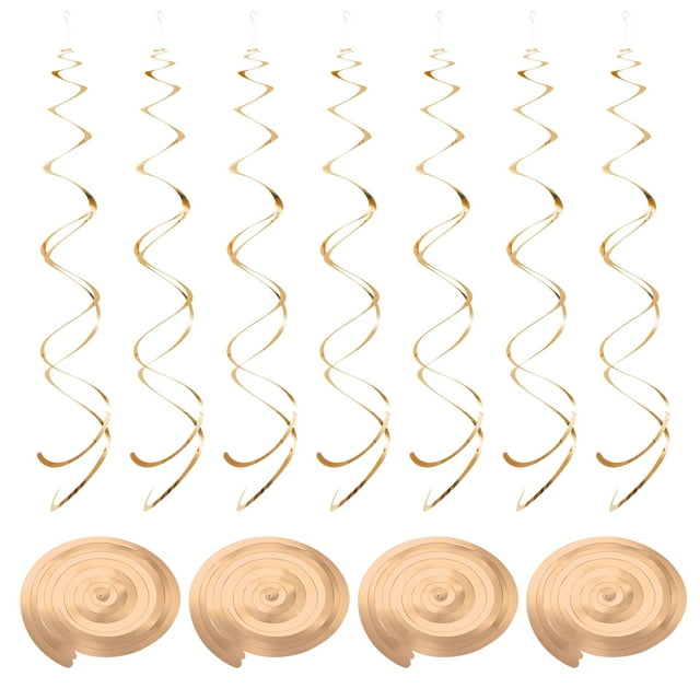 Unique Bargains Party Hanging Double Strip Streamer for Birthday,Wedding,Graduation with Hang Tag Hook 36Pcs(Champagne Gold)