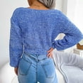 thumbnail image 4 of Womens Lantern Long Sleeve Deep V Neck Crop Sweater Tops Trendy Knitted Fall Sweater Pullover for Women, 4 of 7