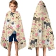 thumbnail image 3 of Pugs and Pioneer Flower Hooded Bath Towel，50"x30" for Ages 3 To 12 Kids, Quick Dry Lightweight Soft Microfiber Hood Beach Towel Cover Up for Kids, 3 of 7