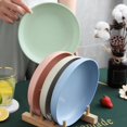 thumbnail image 2 of Durable Plastic Plates Multi-use Dinnerware Plate Microwave Safe Tableware Food Plate Home Anti-Slip Base Dinner Dish Pink 21 cm, 2 of 6
