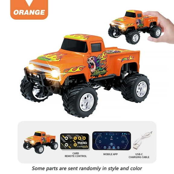 1:64 Mini Alloy RC Truck,2.4G Control, Dual Control Modes,orange,3 Speed Adjustment , Kids' Remote Control Car Toy