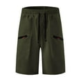 thumbnail image 4 of HOZADOIE Mens Athletic Shorts Cargo Fashionable Plus Size Solid Color Elastic Waistband Drawstring Comfortable 5 Inseam Loose Fit Casual Shorts with Zipper Pockets, 4 of 6