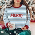 thumbnail image 2 of Cavosen Christmas Womens Pullover Sweaters Crew Neck Long Sleeve Fleece Cute Pullover Stripe Solid Loose Blouses Party Shirt Tops, 2 of 9