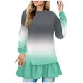 thumbnail image 2 of Neewe Fall Dresses for Women Casual Printed Tshirt Long Sleeve Ruffle Sundress Beach Cover Ups, 2 of 5