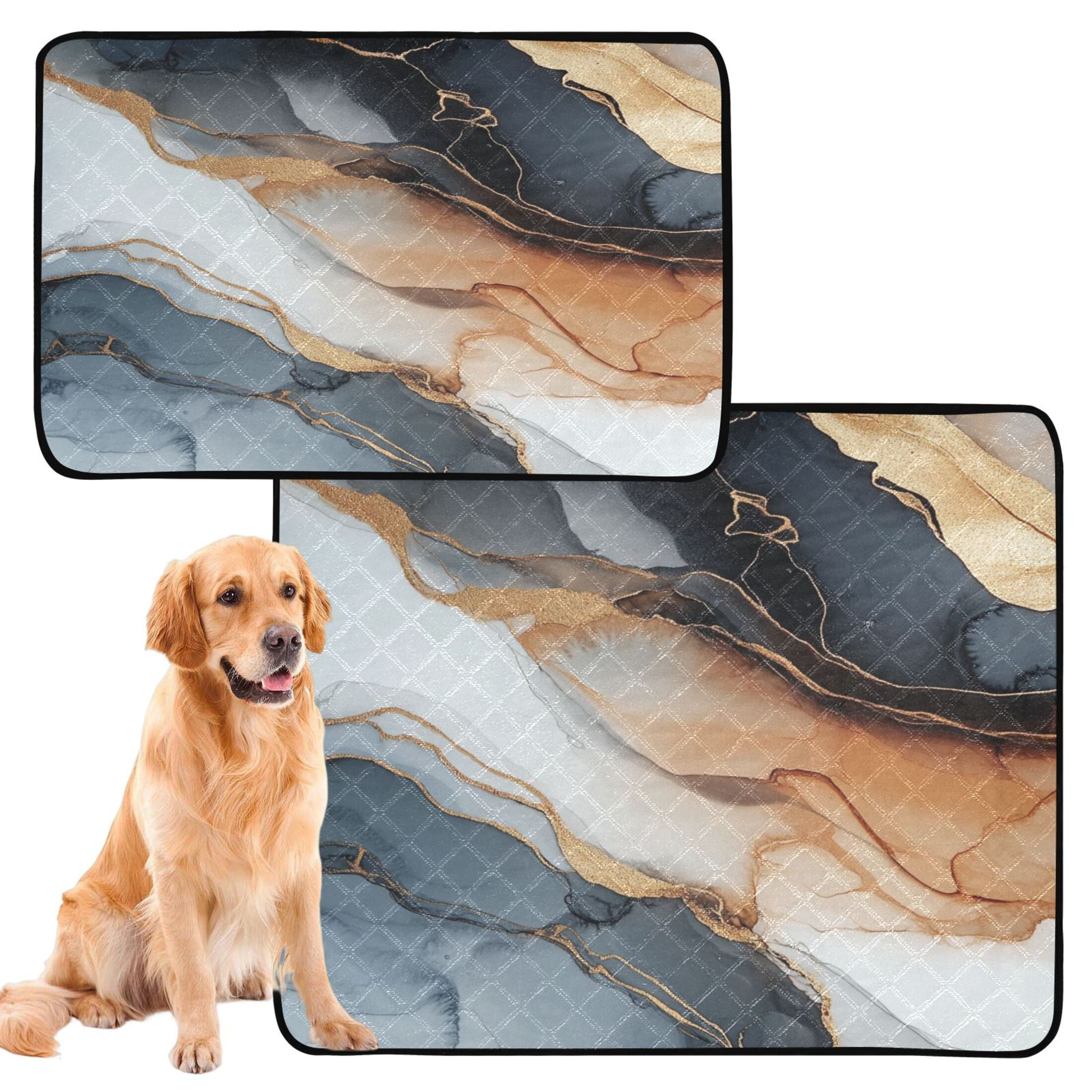 Qxltty Brown Gilt Marble Cat litter Pads Pet Set of 3 Diaper Mats Center Anti-leakage Layer Absorbent Soft and Comfortable