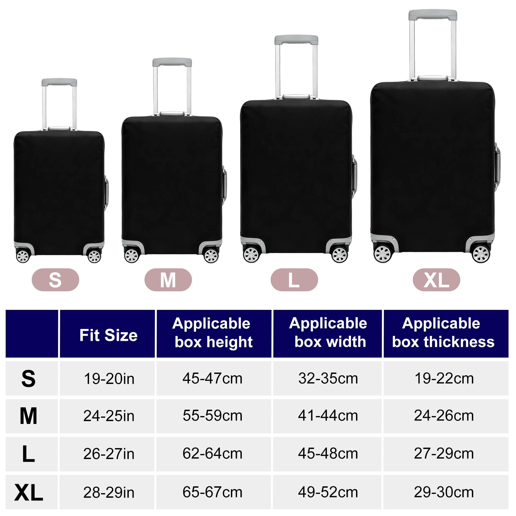 Unique Bargains High Elasticity Luggage Cover for Suitcases Bags Black Mid