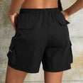 thumbnail image 3 of Yievot Cargo Shorts for Women Drawstring Elastic Waist Summer Outdoor Hiking Shorts with Zipper Pockets, 3 of 5