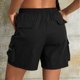 thumbnail image 3 of Pantalones Elásticos de Cintura para las Mujeres de Moda Casual Pantalones Cortos de Color Sólido con Cremallera de Bolsillo Dibujo Cómodo, 3 of 6