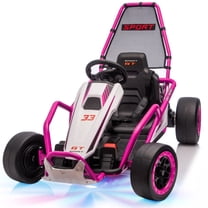 24V 8.5 MPH Electric Go Kart for Kids, 400W Powerful Drift Kart w/ Front EVA Wheel & Metal Frame, Ride on Toy w/ Music & Lights, Suspension, 2 Speed, 5 Point Harness, Crazy Cart for Ages 6 , Pink