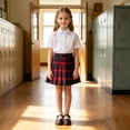 thumbnail image 3 of VeFlora Girl's School Uniform Pleated Short Skirts, Cotton Blend High Waist Plaid Skirts for Girls, Uniform Skirts For School Formal Occasions, Back to Shool Cloths(Red2/2-3 Years), 3 of 6