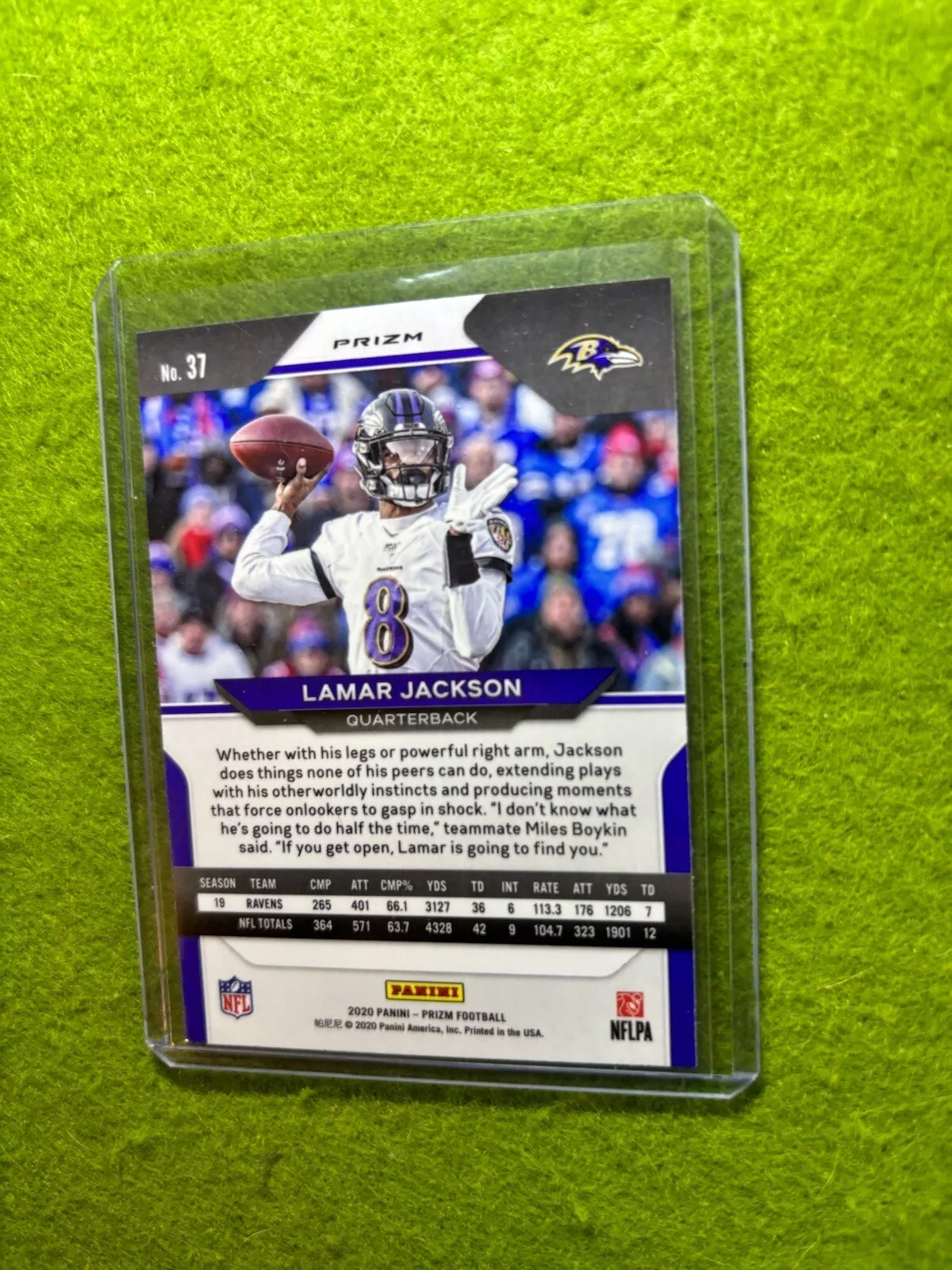 Lamar Jackson SILVER PRIZM SP CARD 2020 Panini Prizm Football BALTIMORE RAVENS