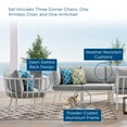 thumbnail image 6 of Lounge Sectional Sofa Chair Set, Aluminum, Metal, Steel, White Grey Gray, Modern Contemporary Urban Design, Outdoor Patio Balcony Cafe Bistro Garden Furniture Hotel Hospitality, 6 of 10