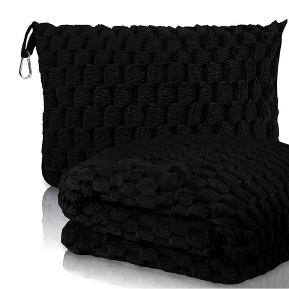 Tlanket- Clip On Travel Pillow & Blanket-BLACK