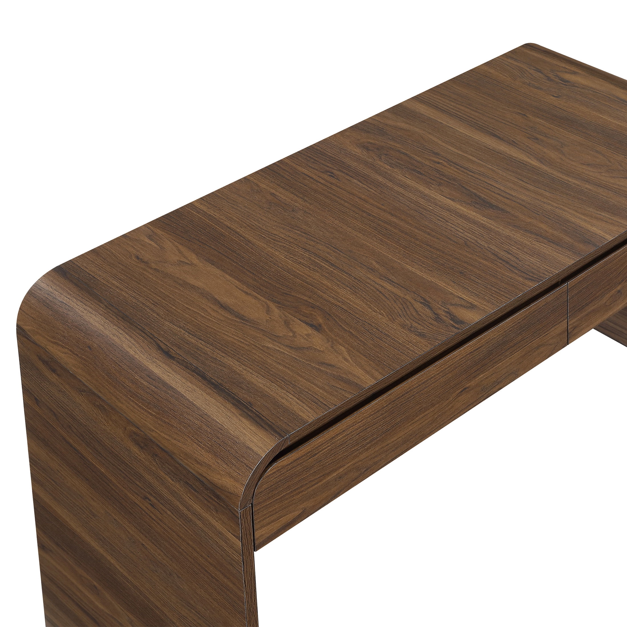 Better Homes & Gardens Juliet Curved Loft Desk with Storage, 19-inch depth, Walnut Finish