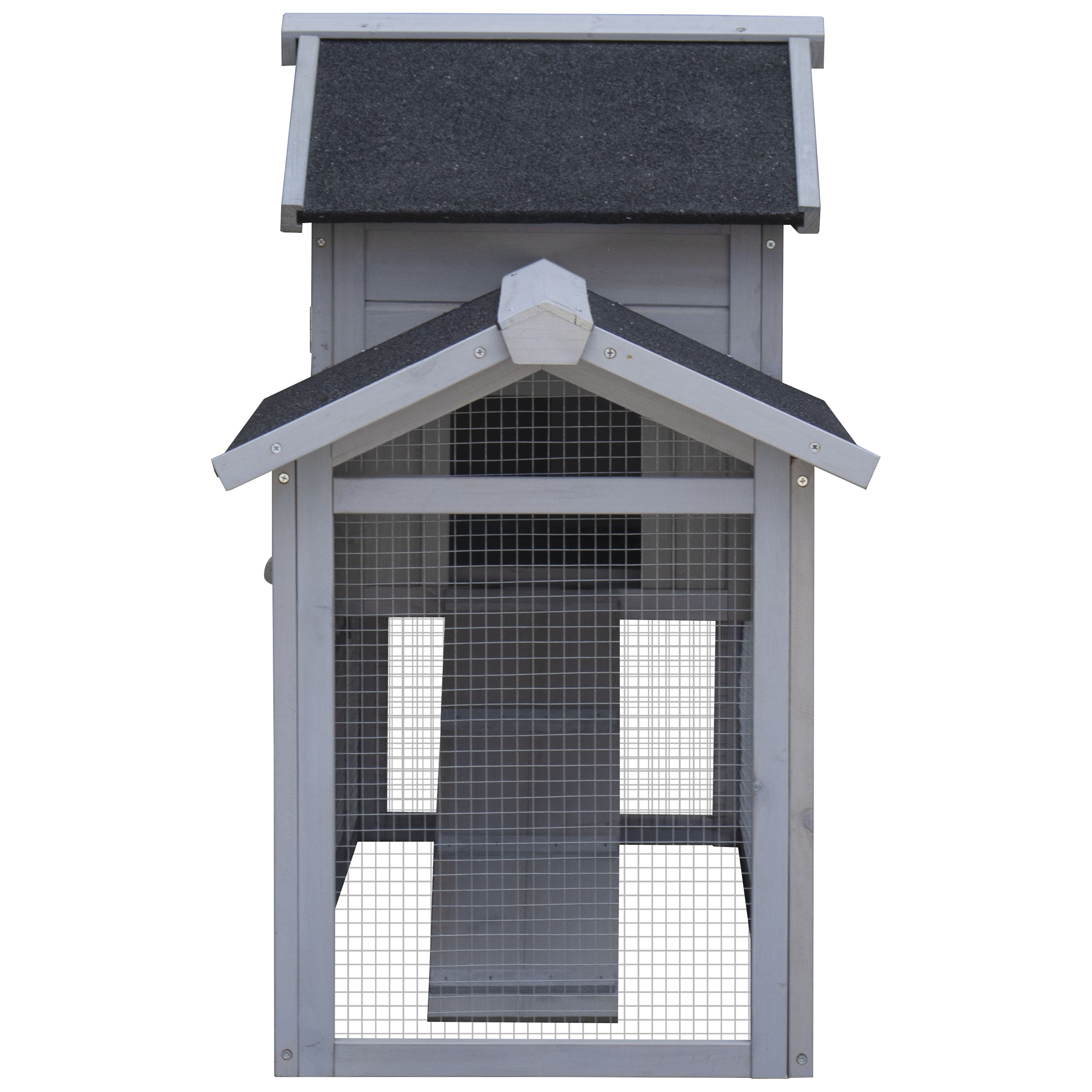 ZephyPaws Rabbit Hutch,Two Floors Bunny Cage Indoor Outdoor,Extendable Waterproof Chicken Coop with Large Run Space,Tray for Small Animal,Gray