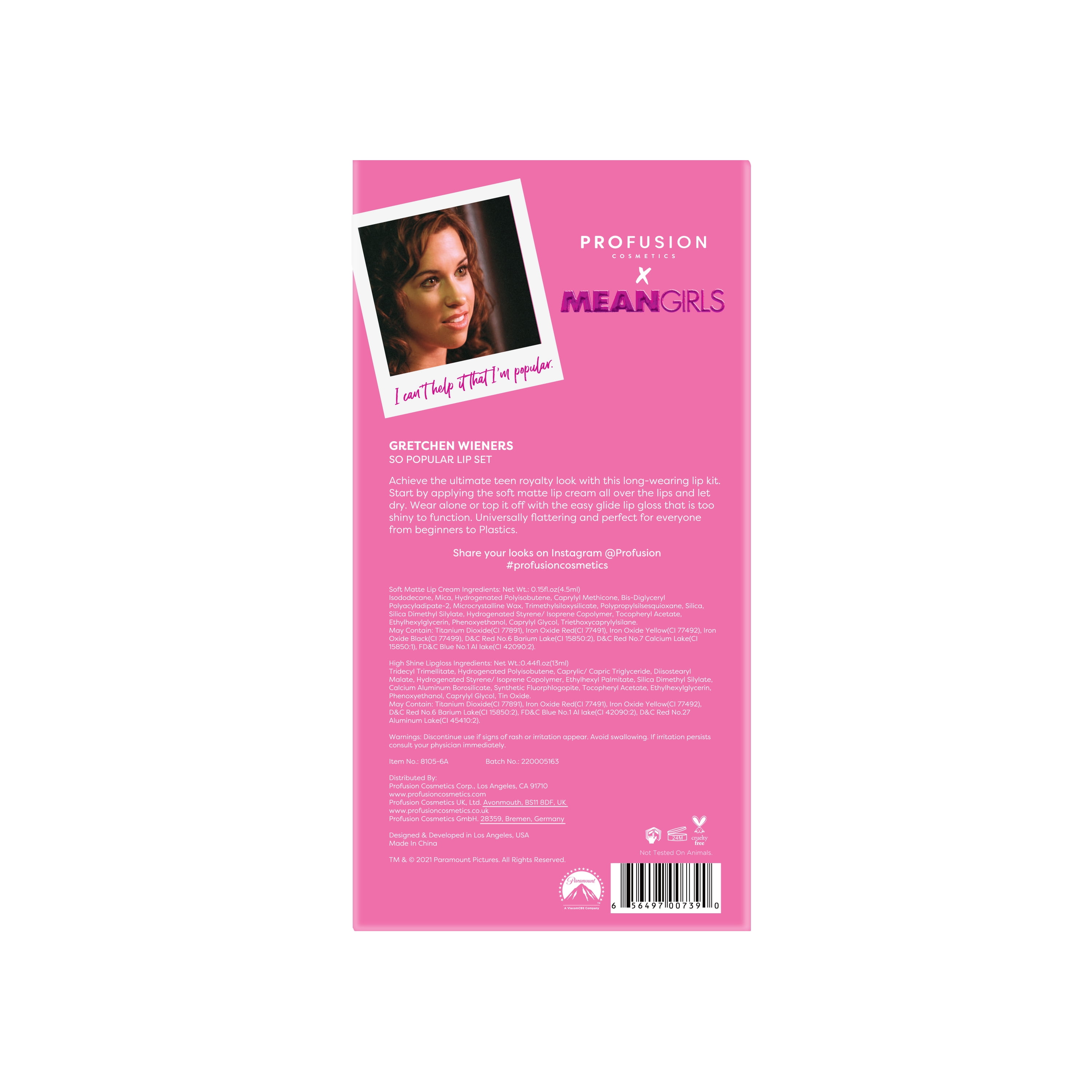Profusion Cosmetics Mean Girls So Popular Lip Duo - Gretchen Wieners 1.4 oz